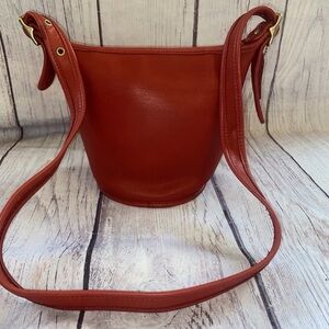 Vintage Coach 9019 Red Leather Bucket Duffle Bag Purse USA Made